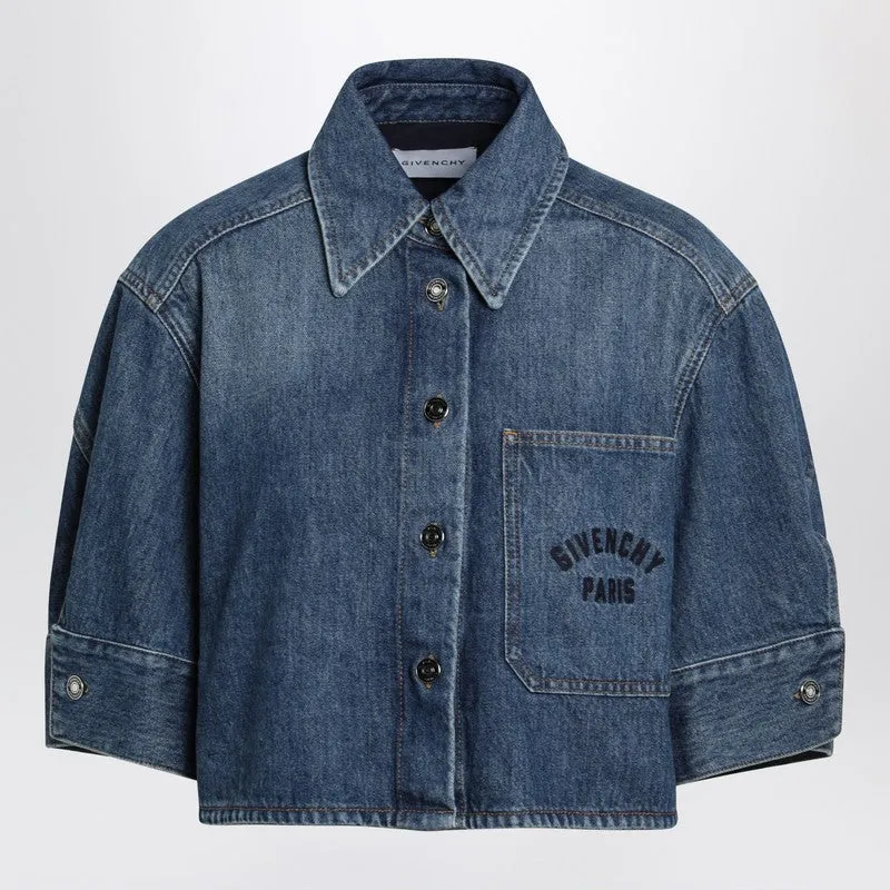 Short Cocoon Shirt In Medium Blue made by Givenchy