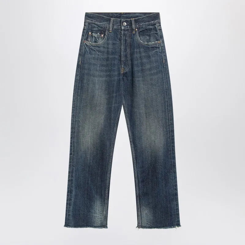 Straight-Leg Jeans In Faded Blue Denim made by Wanan Luxury