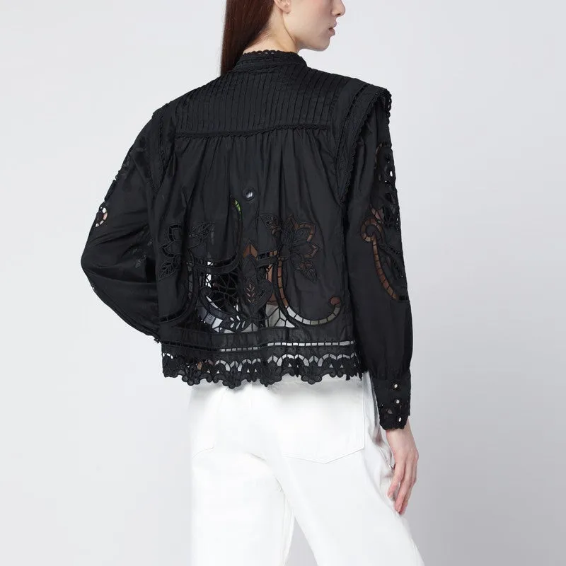 Black Richelieu Cotton Blouse sold by Wanan Luxury product image thumbnail 2