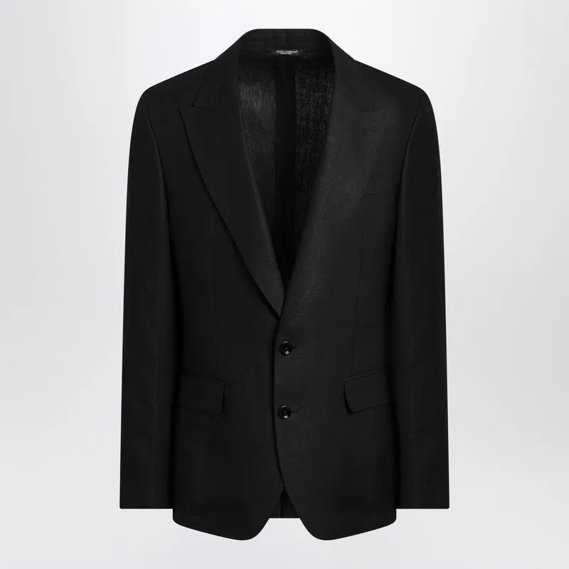Black Single-Breasted Linen Jacket sold by Wanan Luxury