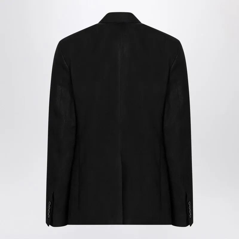Black Single-Breasted Linen Jacket sold by Wanan Luxury product image thumbnail 2