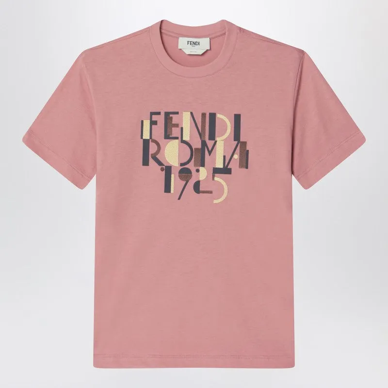 Pink Cotton T-Shirt With Logo Print sold by Wanan Luxury