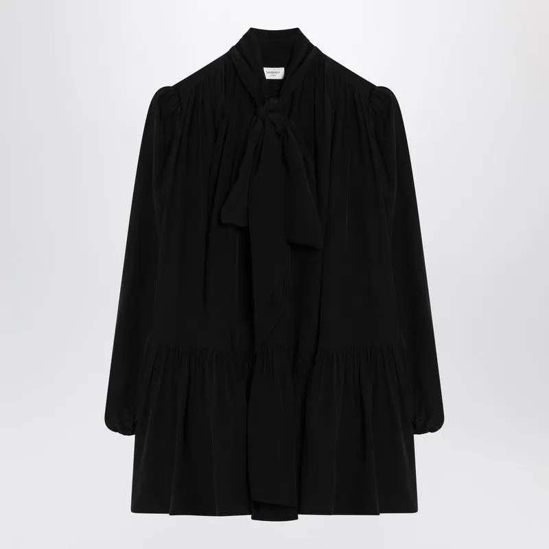 Black Lavallière Dress In Silk made by Yves Saint Laurent