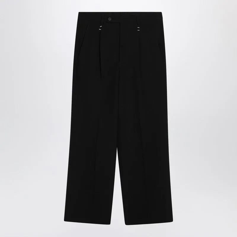 Black Wool-Blend Trousers With Staples sold by Wanan Luxury