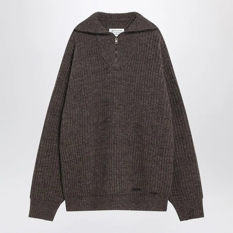 Brown Wool Sweater With Zip sold by Wanan Luxury