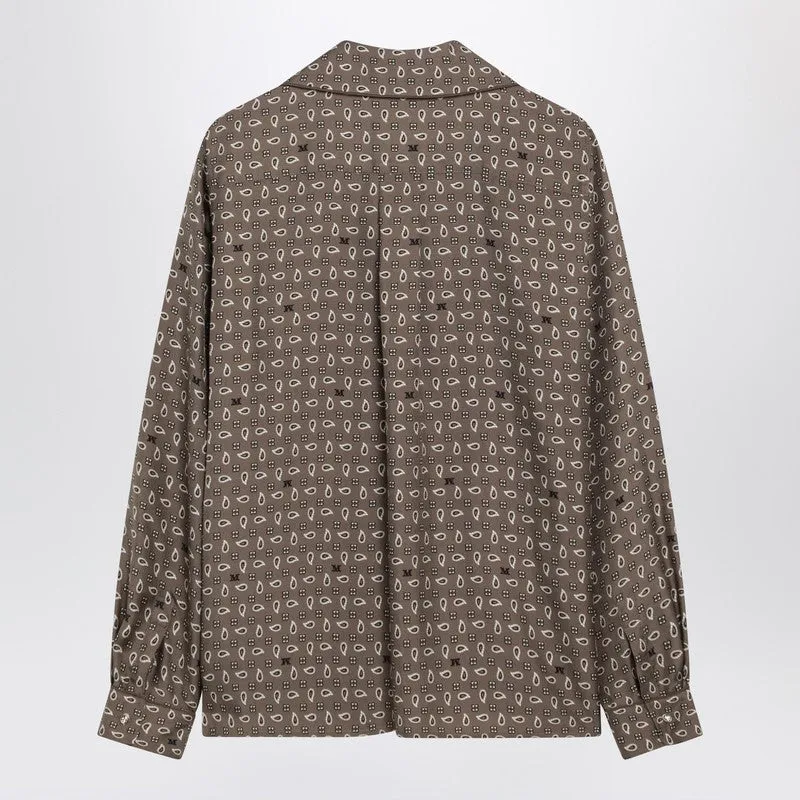 Printed Silk Shirt In Mud Colour sold by Wanan Luxury product image thumbnail 2