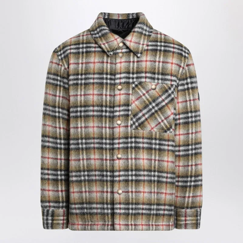Beige Checked Wool Shirt Jacket made by Burberry