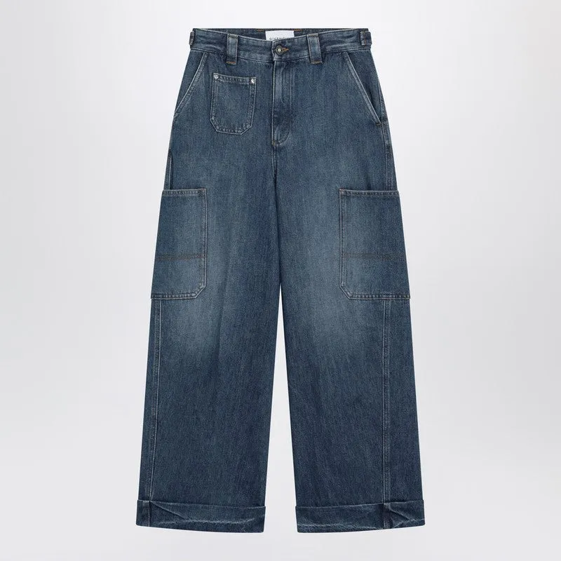 Cropped Cocoon Cargo Jeans In Medium Blue made by Givenchy