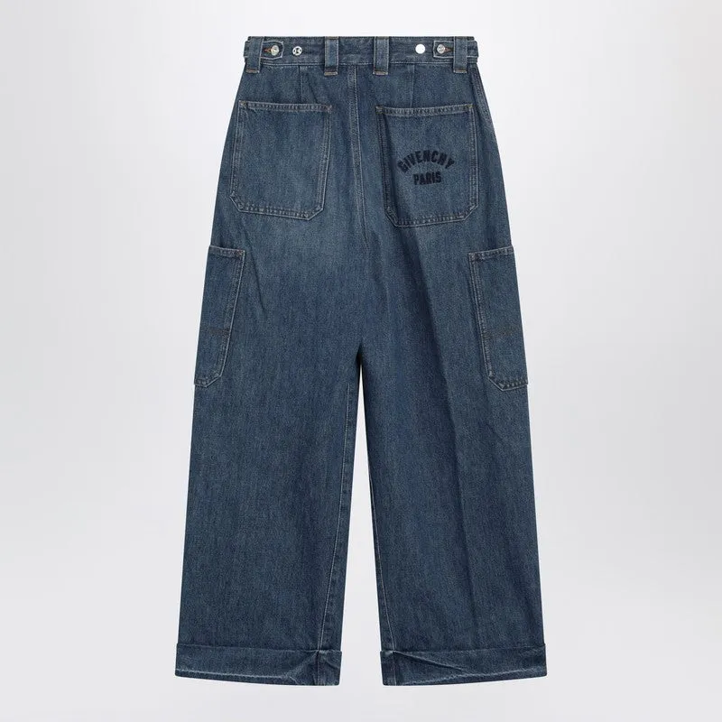 Cropped Cocoon Cargo Jeans In Medium Blue sold by Wanan Luxury product image thumbnail 2