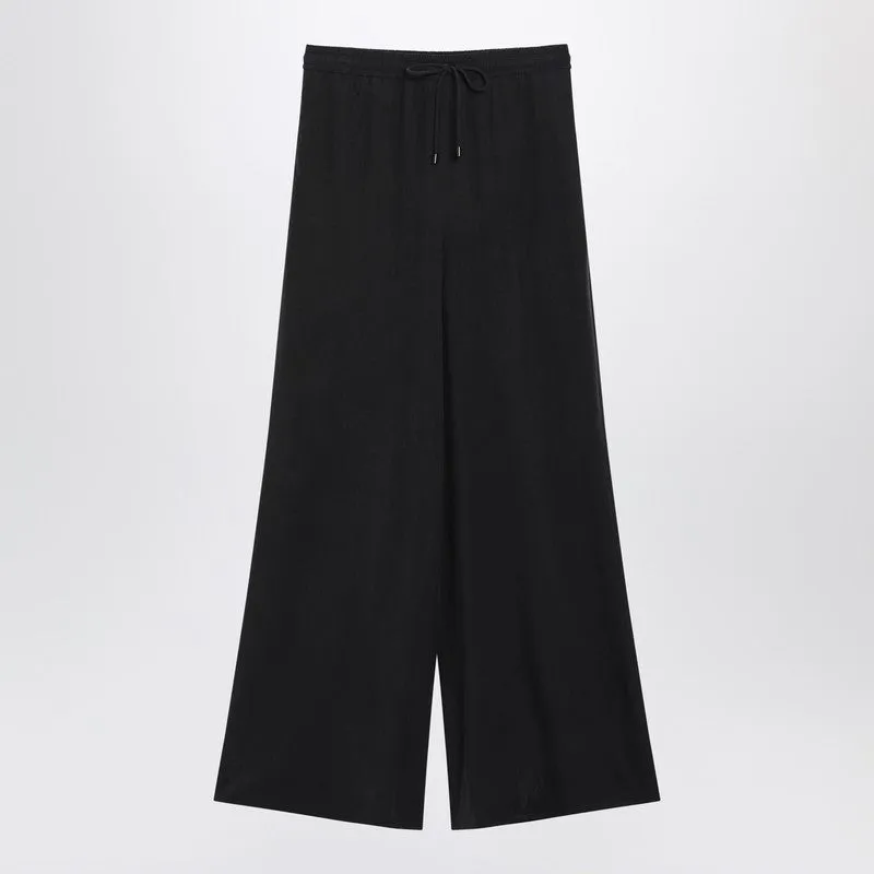 Wide-Leg Blue Silk Trousers sold by Wanan Luxury