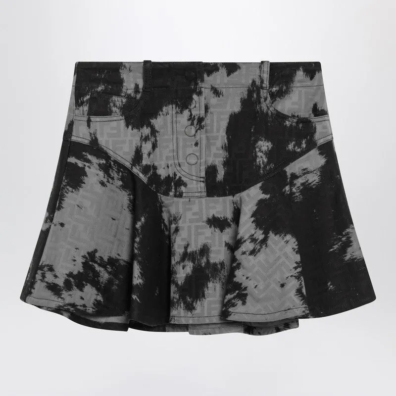Black Ff Animalier Denim Skirt made by Fendi