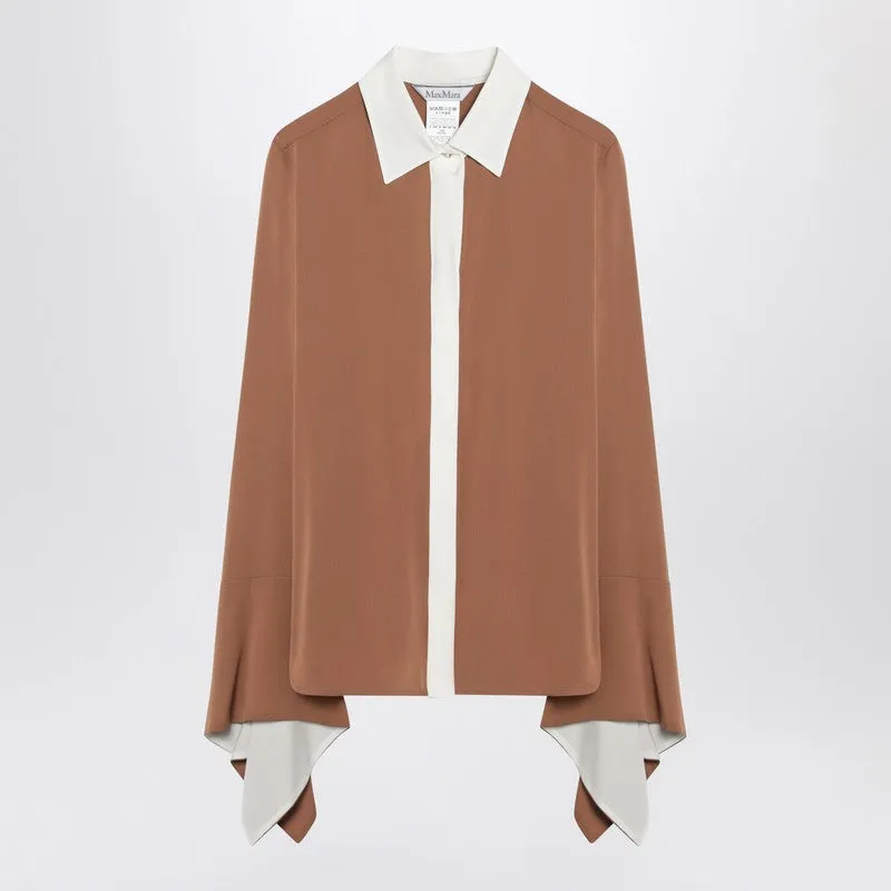 Camel Silk Colour-Block Shirt sold by Wanan Luxury