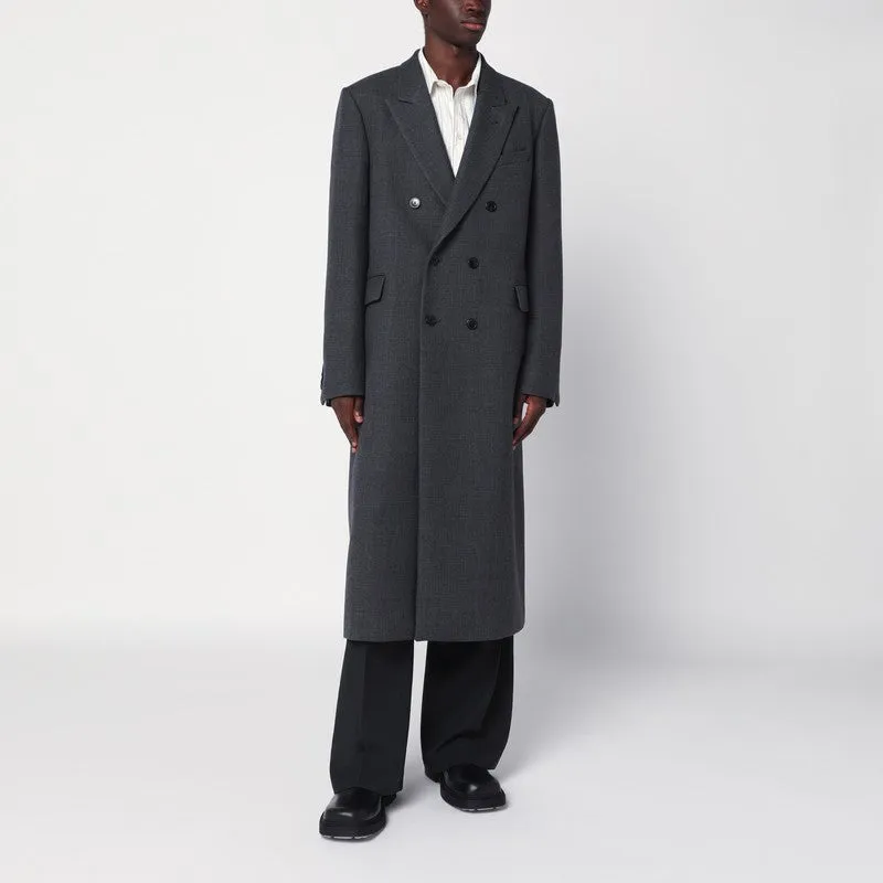 Grey Double-Breasted Wool Coat sold by Wanan Luxury
