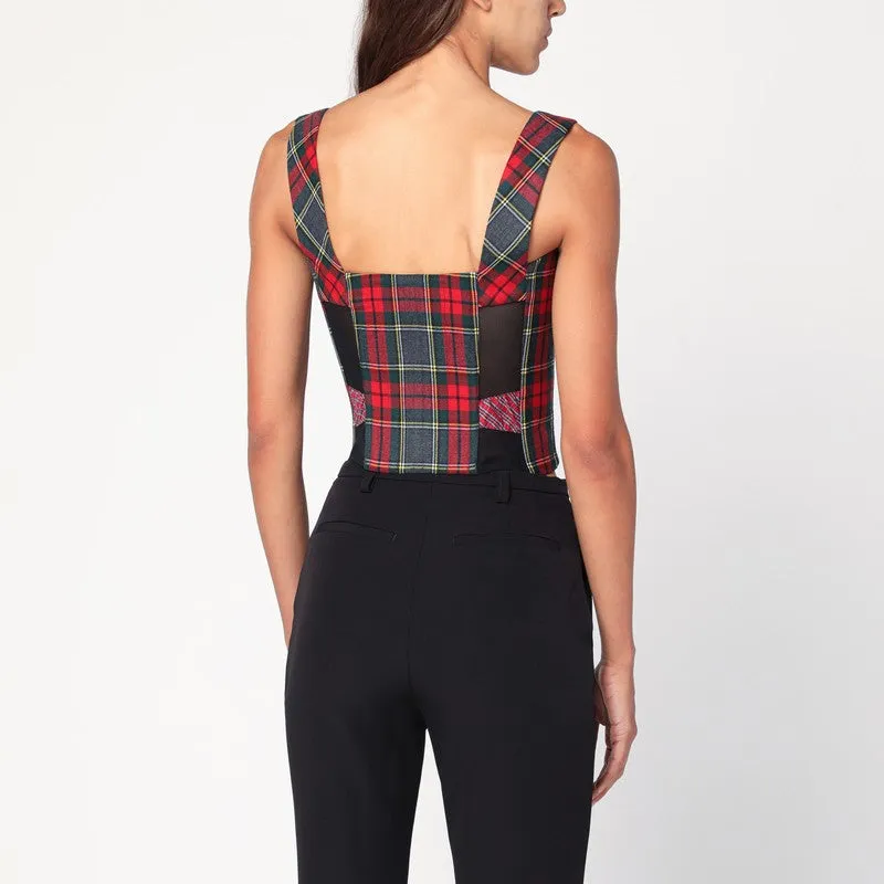 Juliet Wool Corset With Scarlet Tartan Pattern sold by Wanan Luxury product image thumbnail 2
