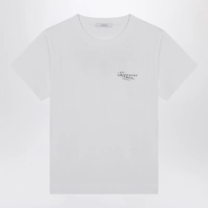 White Cotton T-Shirt With Logo Print sold by Wanan Luxury