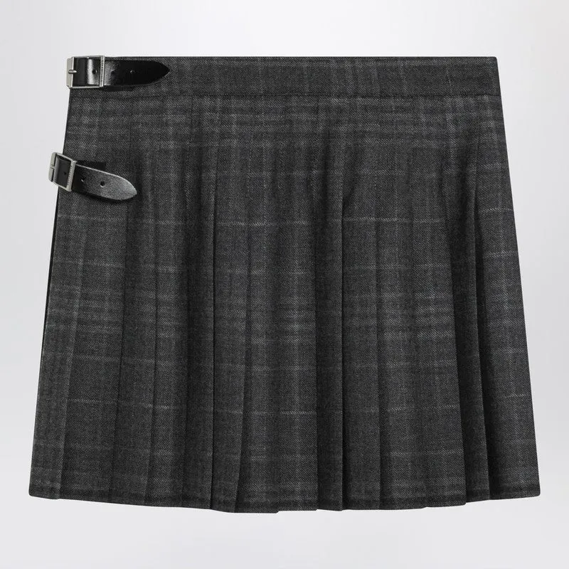 Grey Shadow-Effect Tartan Mini Skirt made by Balenciaga
