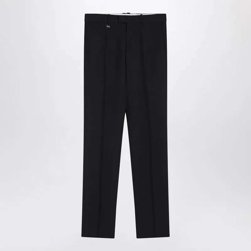Classic Navy Blue Wool Blend Trousers made by Burberry