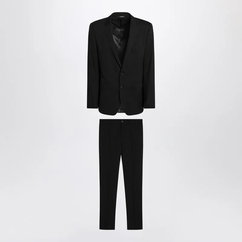 Black Single-Breasted Virgin Wool Suit sold by Wanan Luxury