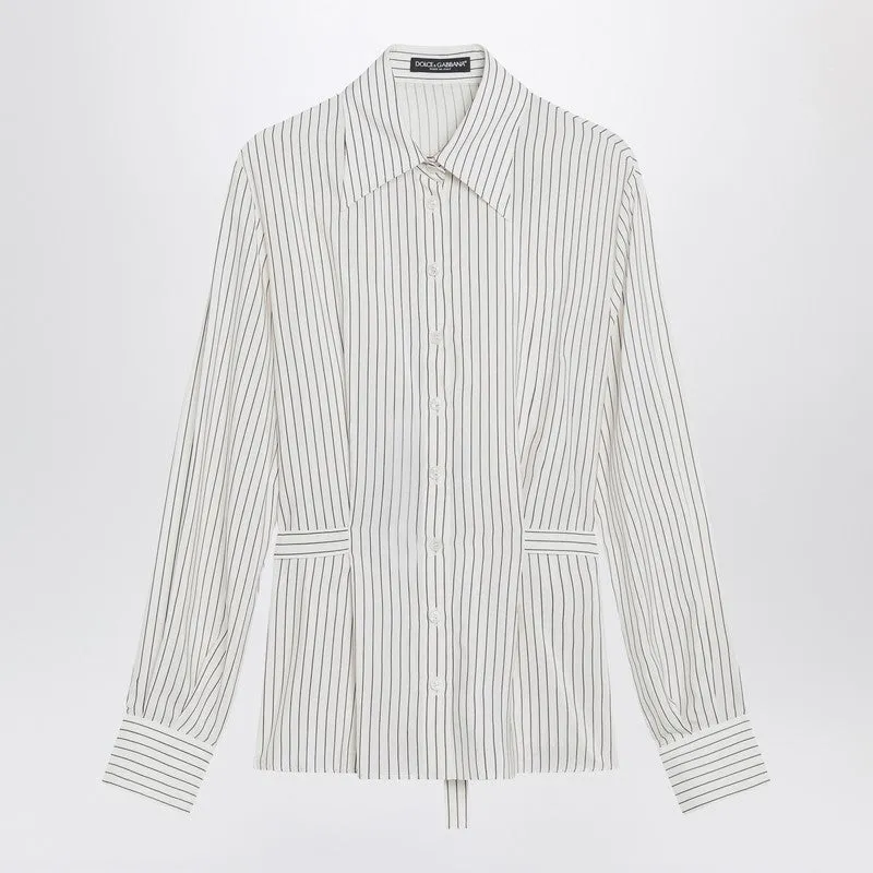 White Pinstriped Shirt In Silk And Cotton sold by Wanan Luxury