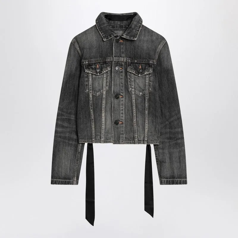 Dark Grey Denim Jacket With Laces made by Balenciaga