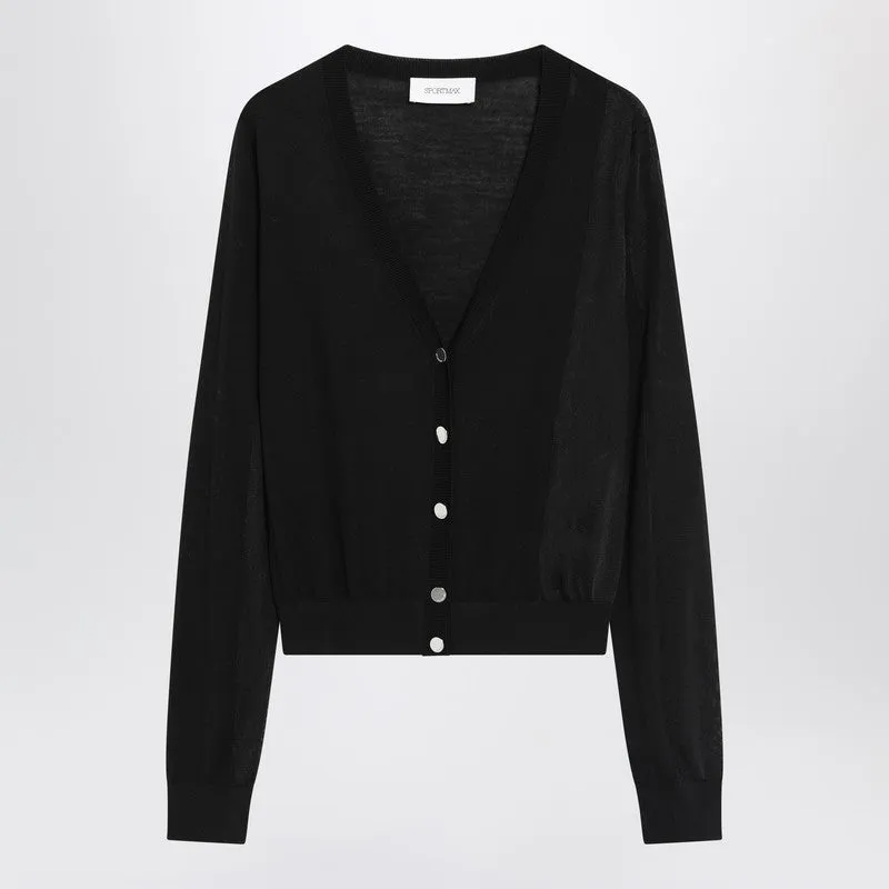 Black Wool Cardigan sold by Wanan Luxury
