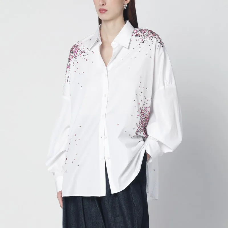 White Oversized Shirt With Firework Embroidery made by Dries Van Noten