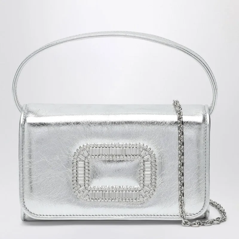 Silver Leather Micro Pilgrim Bag made by Roger Vivier