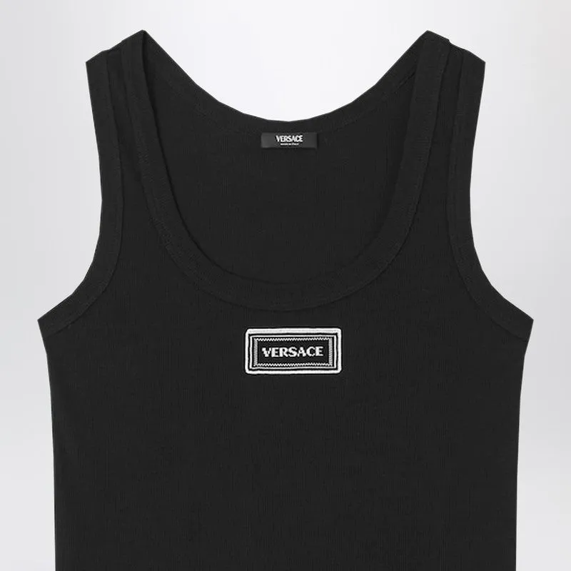 Black Stretch Ribbed Cotton Tank Top sold by Wanan Luxury product image thumbnail 2