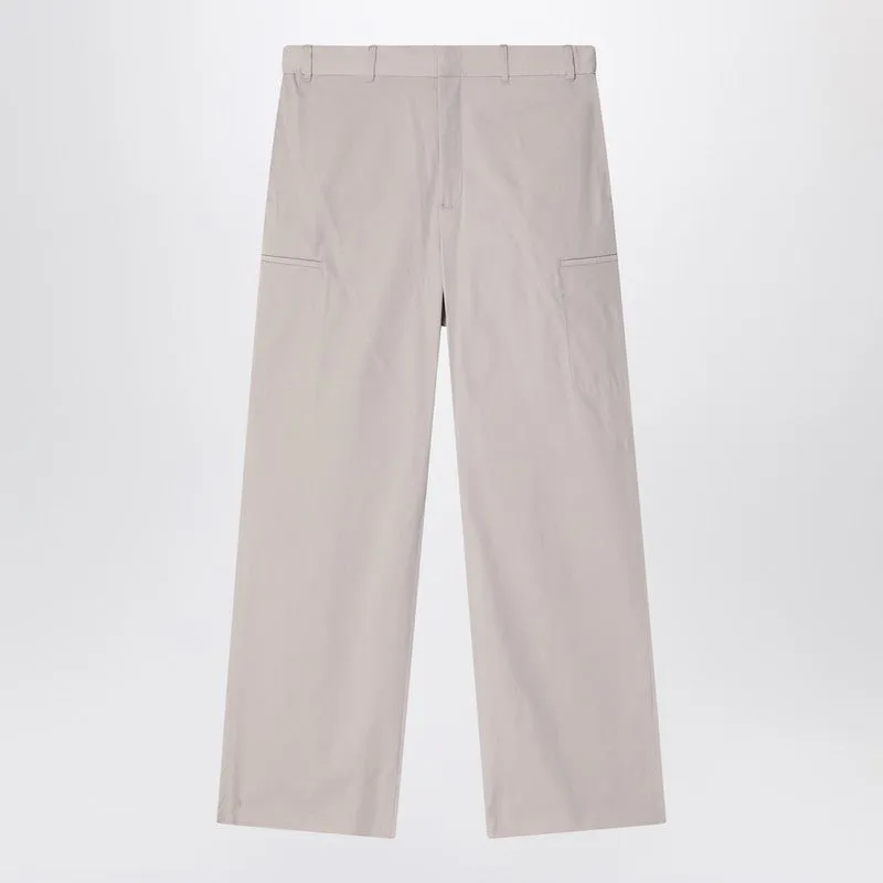 Stone Grey Cotton Blend Trousers sold by Wanan Luxury