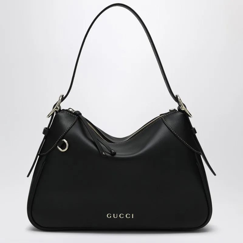 Gg Emblem Medium Black Shoulder Bag sold by Wanan Luxury