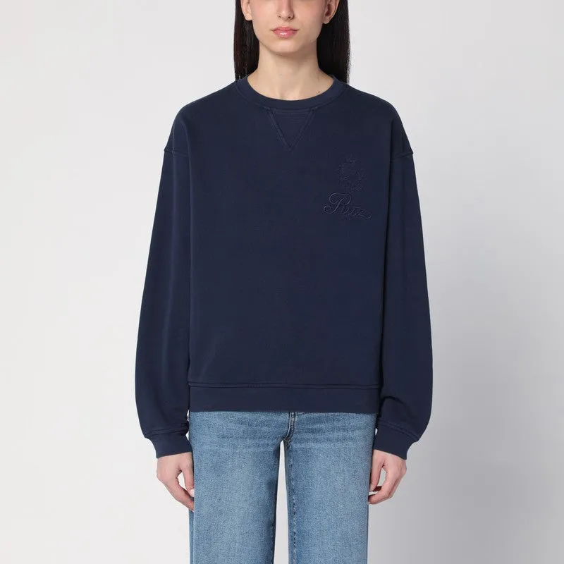 Navy Blue Cotton Blend Sweatshirt sold by Wanan Luxury
