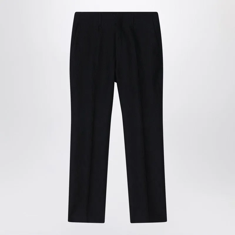 Trousers In Black Ff Jacquard Linen Blend sold by Wanan Luxury