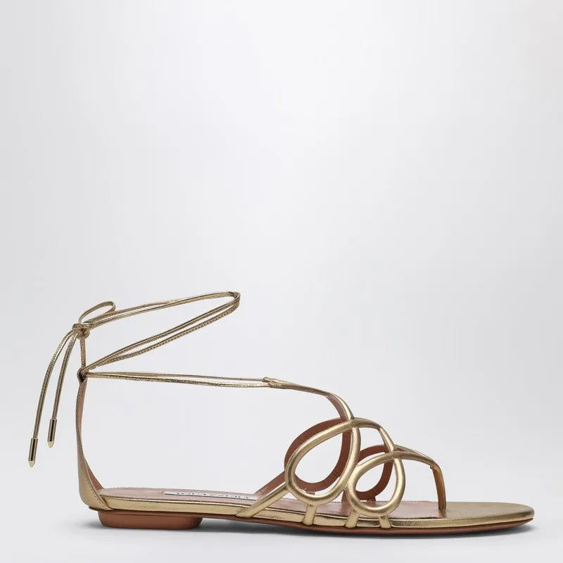 Low Gold Leather Sandal sold by Wanan Luxury
