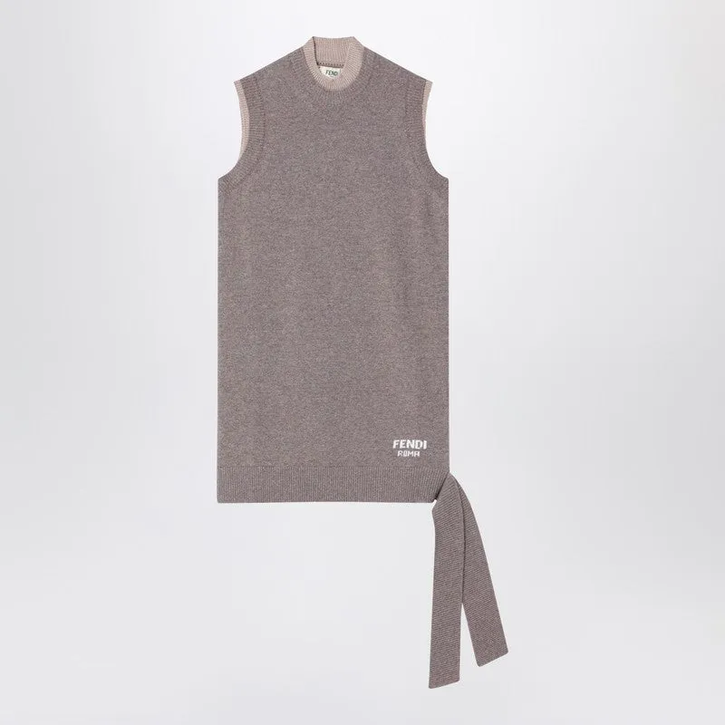 Taupe Wool And Cashmere Dress sold by Wanan Luxury