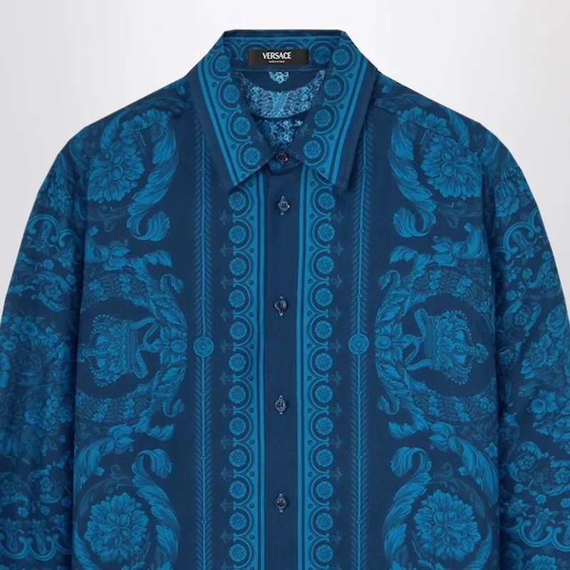 Slim-Fit Printed Silk Twill Shirt In Blue sold by Wanan Luxury product image thumbnail 2