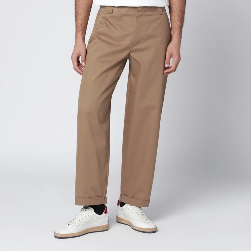 Beige Cotton-Blend Trousers made by Golden Goose