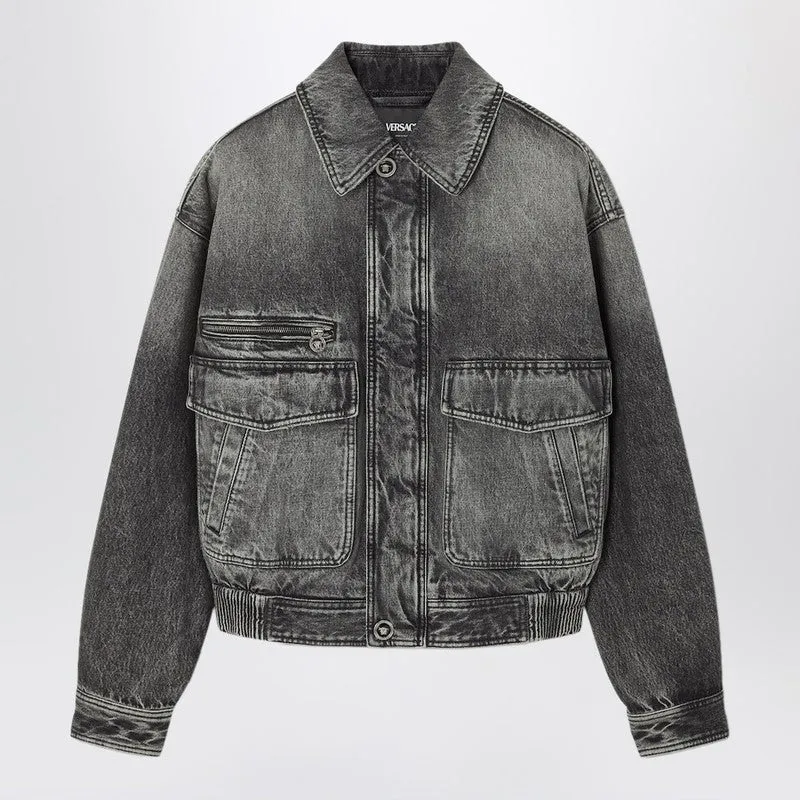 Grey Denim Blouson Jacket sold by Wanan Luxury