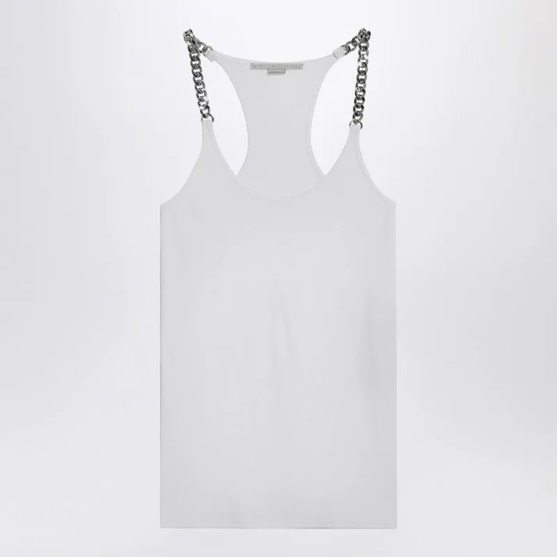 White Tank Top With Chain Straps sold by Wanan Luxury