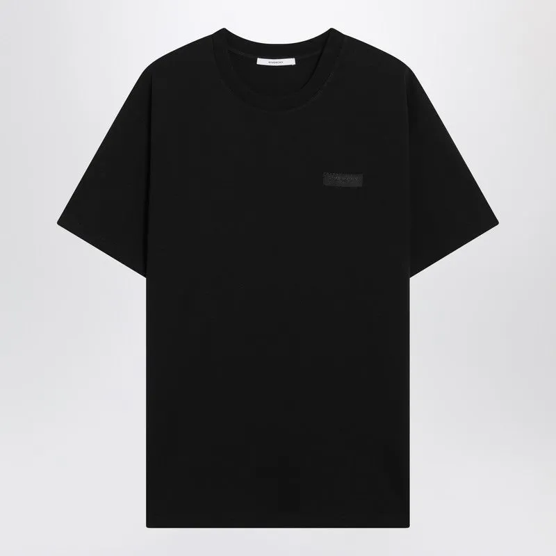 Black Cotton T-Shirt With Logo Patch sold by Wanan Luxury