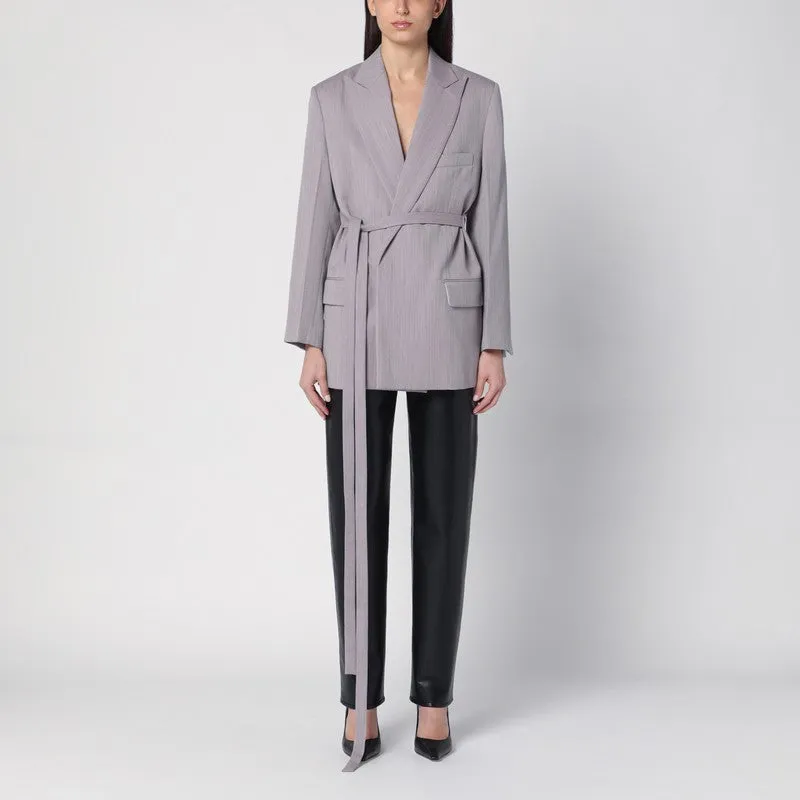 Light Grey Wool Jacket With Belt sold by Wanan Luxury