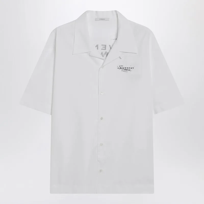 White Poplin Shirt With Logo Print sold by Wanan Luxury