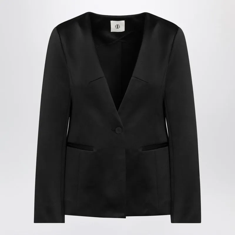 Black Single Breasted Cotton Blend Jacket sold by Wanan Luxury