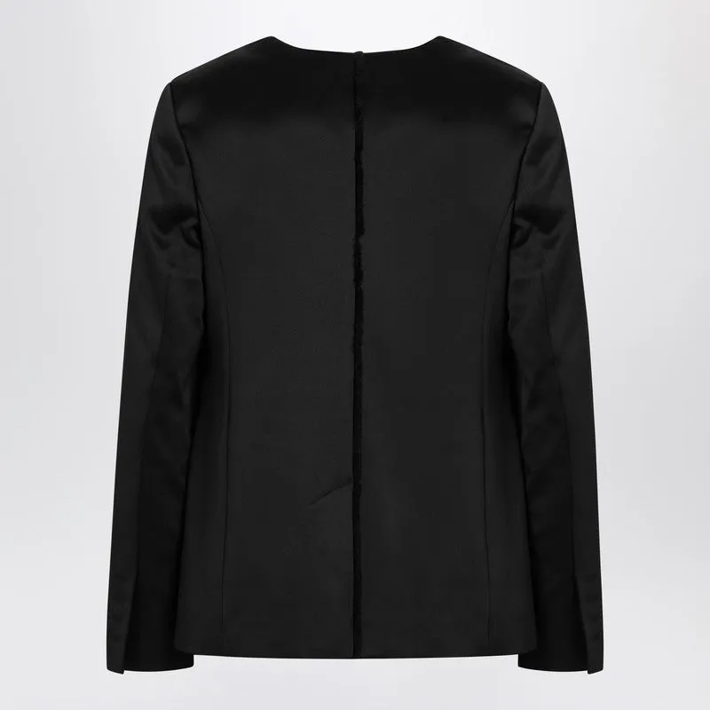Black Single Breasted Cotton Blend Jacket sold by Wanan Luxury product image thumbnail 2