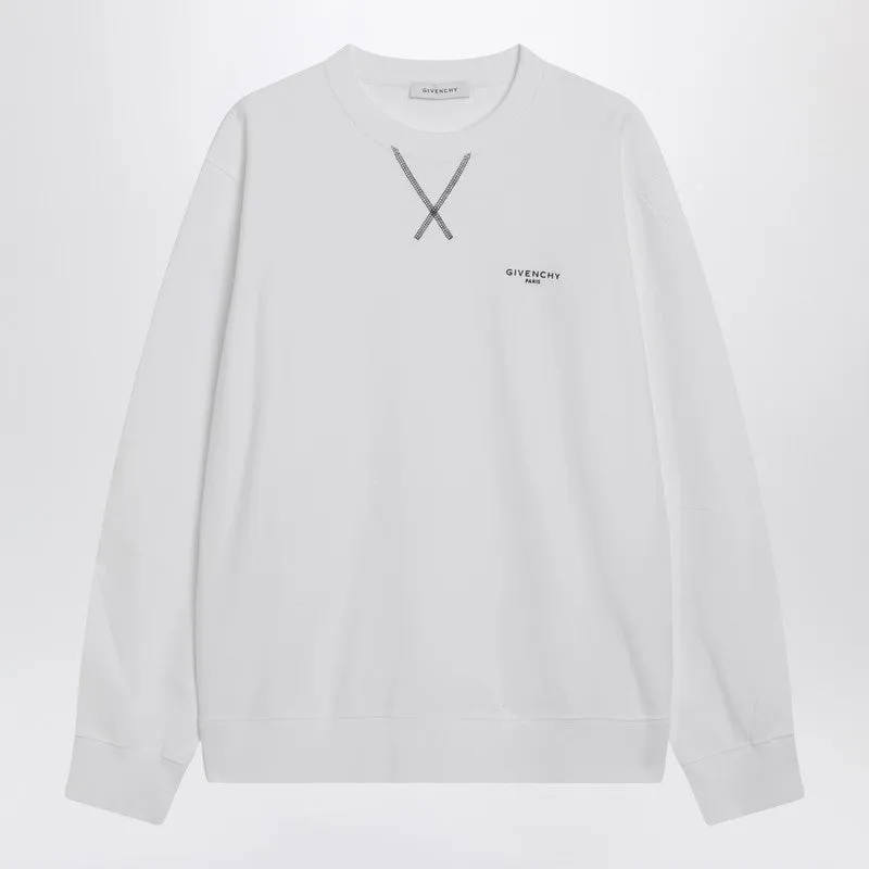 White Couture Seam Sweatshirt With Embroidered Logo sold by Wanan Luxury
