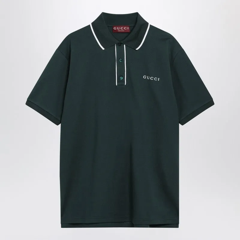 Petrol-Green Cotton Piqué Polo Shirt made by Gucci