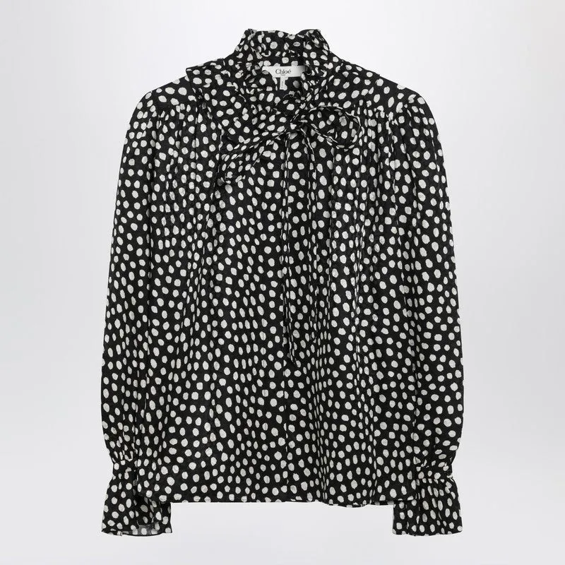 Polka-Dot Silk Blouse sold by Wanan Luxury