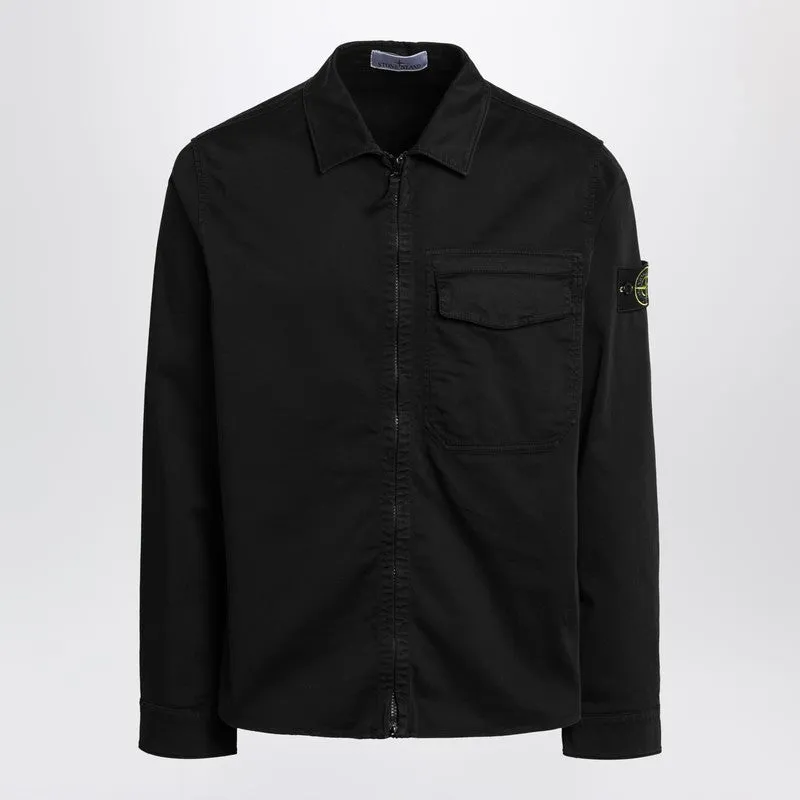 Black Zip-Up Overshirt sold by Wanan Luxury