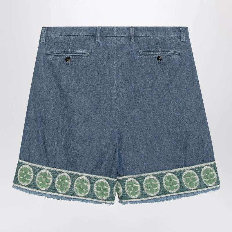 Blue Bermuda Short With Jacquard Bottom sold by Wanan Luxury product image thumbnail 2