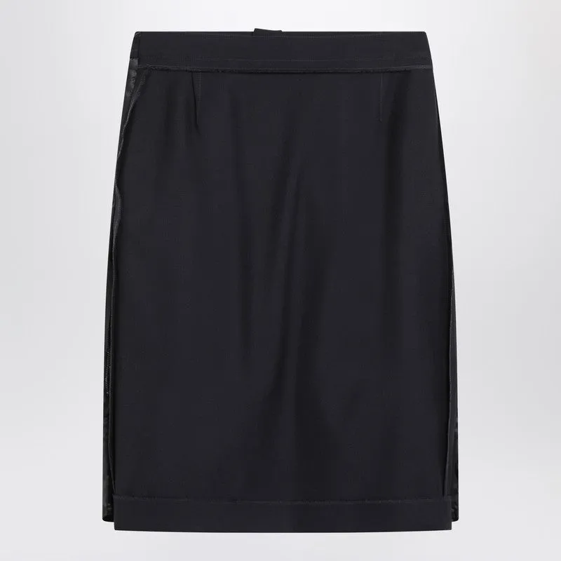 Blue Skirt With Satin Side Panels sold by Wanan Luxury