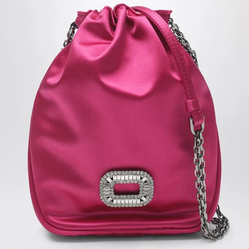 Nano Pilgrim Bag In Fuchsia Satin made by Roger Vivier